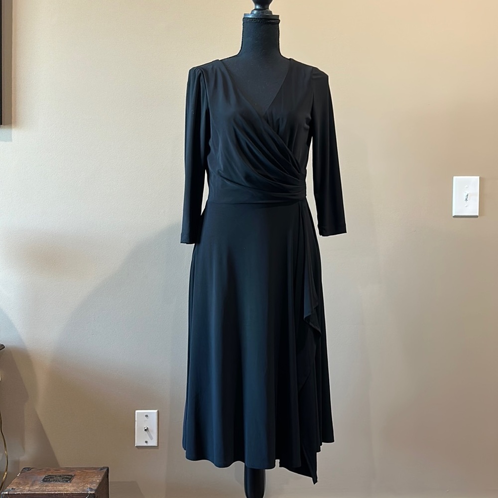 Jones wear dress, ladies, size 6, black, midi, three-quarter length sleeve